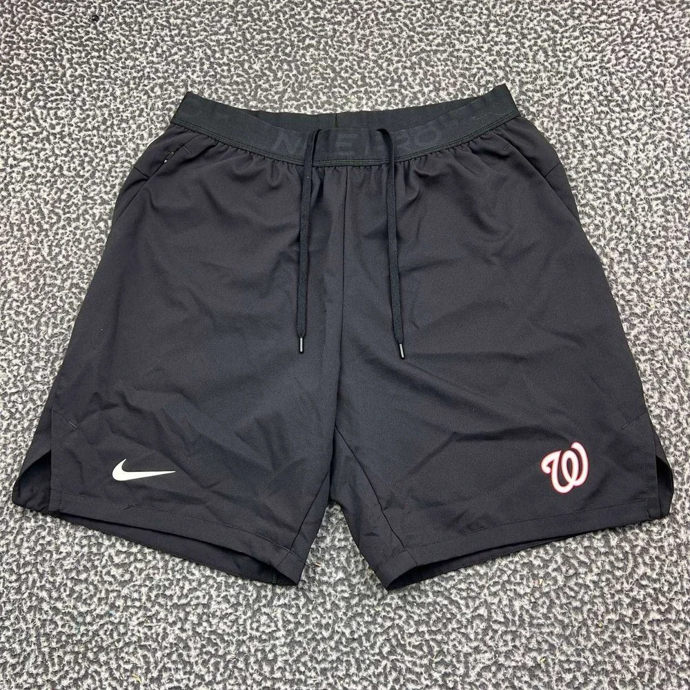 Nike Washington Nationals MLB Dri-Fit Athletic Shorts Men Large Black New L